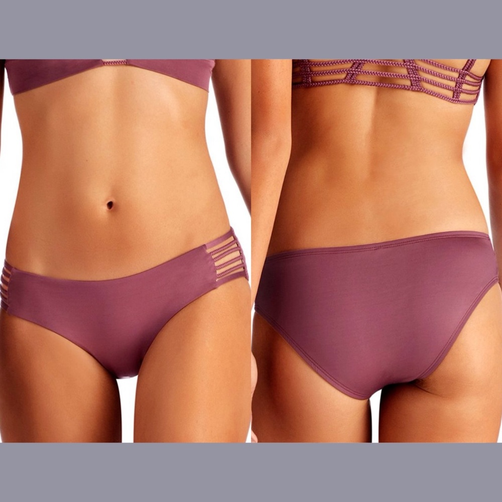 NEW Vitamin A [ 12 ] Jaydah‎ Braid Full Bikini Bottom in Tea Rose Ecolux